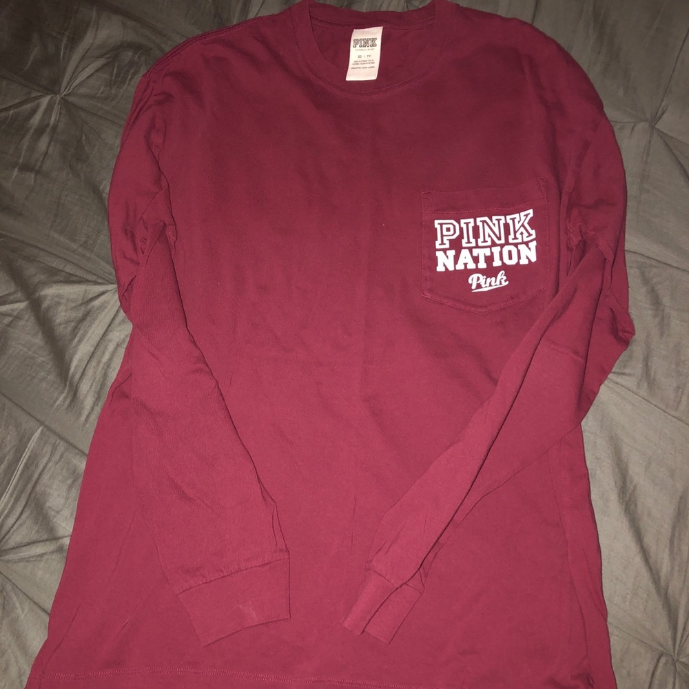 vs pink maroon tee long sleeve
